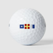 Waterverf Nautical Maritime Signal Flag Monogram Golfballen (Voorkant)
