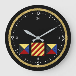 Waterverf Nautical Maritime Signal Flag Monogram Grote Klok