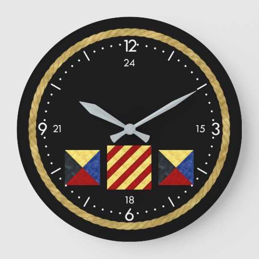 Waterverf Nautical Maritime Signal Flag Monogram Grote Klok (Voorkant)