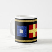 Waterverf Nautical Maritime Signal Flag Monogram Koffiemok (Voorkant links)