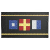 Waterverf Nautical Maritime Signal Flag Monogram Kussensloop (Voorkant)