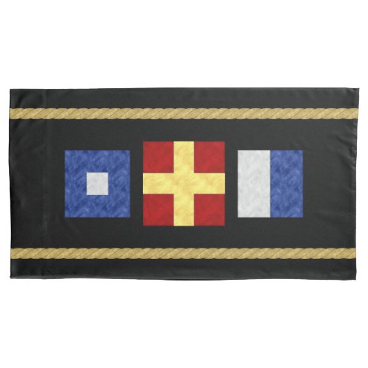 Waterverf Nautical Maritime Signal Flag Monogram Kussensloop (Voorkant)