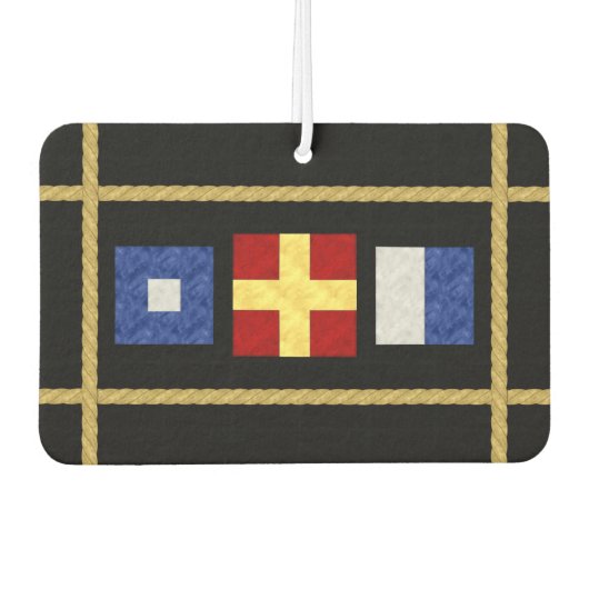 Waterverf Nautical Maritime Signal Flag Monogram Luchtverfrisser (Voorkant)