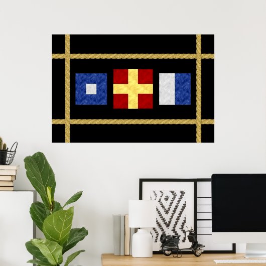 Waterverf Nautical Maritime Signal Flag Monogram Poster (Thuiskantoor)
