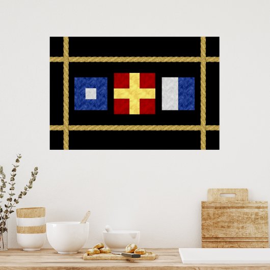 Waterverf Nautical Maritime Signal Flag Monogram Poster (Keuken)