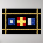 Waterverf Nautical Maritime Signal Flag Monogram Poster (Voorkant)