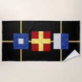 Waterverf Nautical Maritime Signal Flag Monogram Strandlaken (Voorkant)