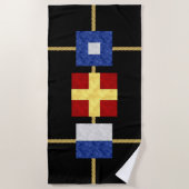 Waterverf Nautical Maritime Signal Flag Monogram Strandlaken (Voorkant)