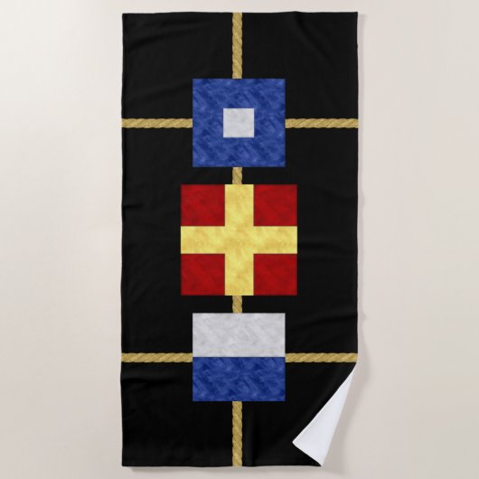 Waterverf Nautical Maritime Signal Flag Monogram Strandlaken (Voorkant)