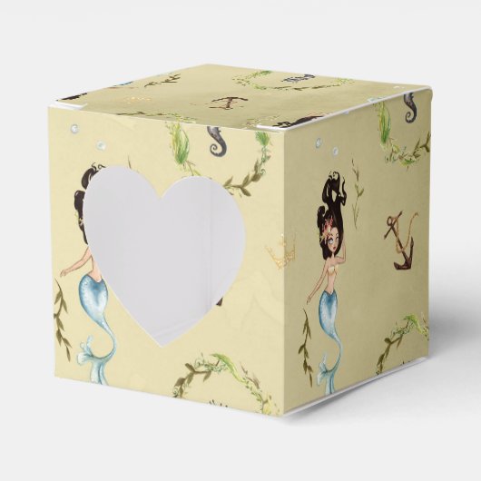 Waterverf Nautical Mermaid Bedankdoosjes (Voorkant Zijde)