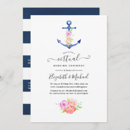 Waterverf Nautical Online Virtual Wedding Kaart