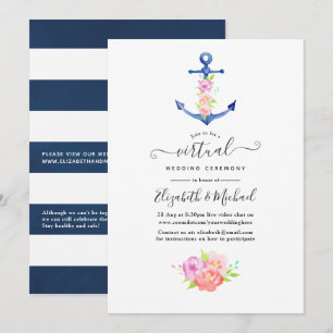 Waterverf Nautical Online Virtual Wedding Kaart
