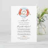 Waterverf Nautical Online Virtual Wedding Kaart (Staand voorkant)