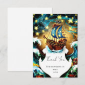 Waterverf Nautical Pirate Baby shower Bedankkaart (Voorkant / Achterkant)