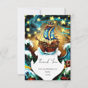 Waterverf Nautical Pirate Baby shower Bedankkaart