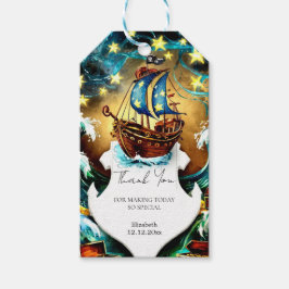 Waterverf Nautical Pirate Baby shower Cadeaulabel