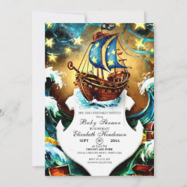 Waterverf Nautical Pirate Baby shower Kaart