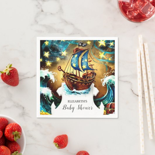 Waterverf Nautical Pirate Baby shower Servet (Insitu)