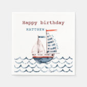 Waterverf Nautical Red and Blue Happy Birthday Servet (Voorkant)