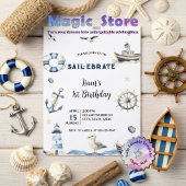 Waterverf Nautical Sail-Ebrate Zeilboot Verjaardag Kaart