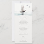 Waterverf Nautical Sail Yacht Wedding Menu Kaart (Voorkant)