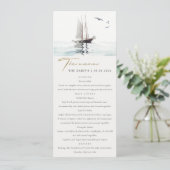 Waterverf Nautical Sail Yacht Wedding Menu Kaart (Staand voorkant)