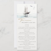 Waterverf Nautical Sail Yacht Wedding Menu Kaart (Voorkant)