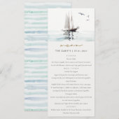 Waterverf Nautical Sail Yacht Wedding Menu Kaart (Voorkant / Achterkant)
