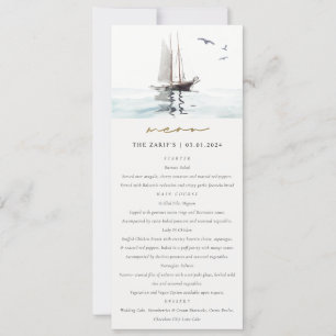 Waterverf Nautical Sail Yacht Wedding Menu Kaart
