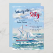 Waterverf Nautical Sailing Yacht 60e verjaardag Kaart (Voorkant / Achterkant)