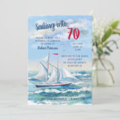 Waterverf Nautical Sailing Yacht 70th Birthday Kaart (Staand voorkant)