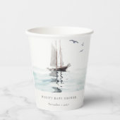 Waterverf Nautical Sailing Yacht Baby shower Papieren Bekers (Voorkant)