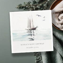 Waterverf Nautical Sailing Yacht Baby shower Servet