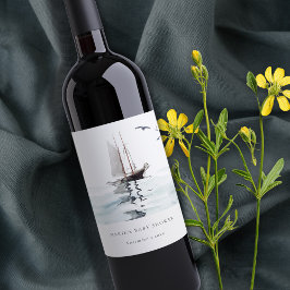 Waterverf Nautical Sailing Yacht Baby shower Wijn Etiket