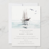Waterverf Nautical Sailing Yacht Couples Shower Kaart (Voorkant)