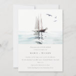 Waterverf Nautical Sailing Yacht Couples Shower Kaart<br><div class="desc">Neem contact met mij op via yellowfebstudio@gmail.com voor meer aanpassingen of andere overeenkomende objecten.</div>