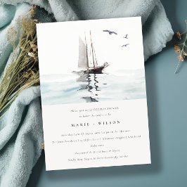 Waterverf Nautical Sailing Yacht Couples Shower Kaart