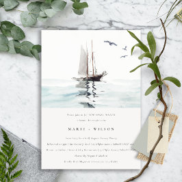 Waterverf Nautical Sailing Yacht Rehearsal Dinner Kaart