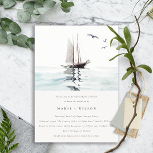 Waterverf Nautical Sailing Yacht Rehearsal Dinner Kaart