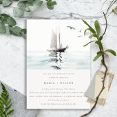 Waterverf Nautical Sailing Yacht Rehearsal Dinner Kaart