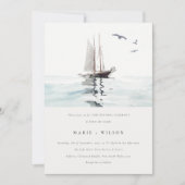 Waterverf Nautical Sailing Yacht Vow Renewal Kaart (Voorkant)