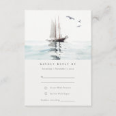 Waterverf Nautical Sailing Yacht Wedding RSVP Informatiekaartje (Voorkant)