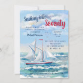 Waterverf Nautical Sailing Yacht Zeventig verjaard Kaart (Voorkant)
