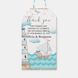 Waterverf Nautical Sailships Baby shower Cadeaulabel