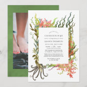 Waterverf Nautical Seaweed Celebration of Life Kaart (Voorkant / Achterkant)