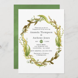 Waterverf Nautical Seaweed Engagement Party Kaart