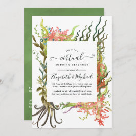 Waterverf Nautical Seaweed Online Virtual Wedding Kaart