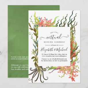 Waterverf Nautical Seaweed Online Virtual Wedding Kaart