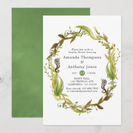 Waterverf Nautical Seaweed Wedding Couples Shower Kaart