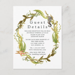 Waterverf Nautical Seaweed Wedding Guest Details Informatiekaartje